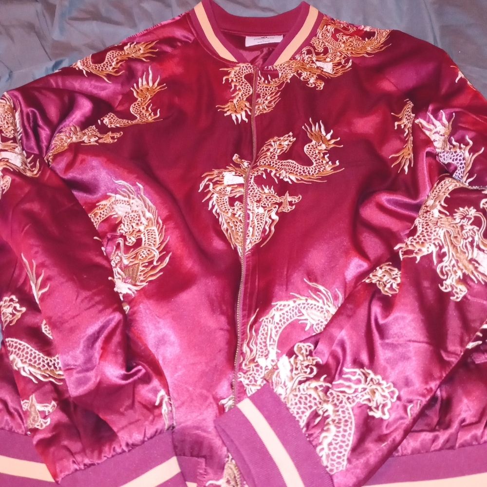 Mens Hip Hop Dragon bomber souvenir jacket